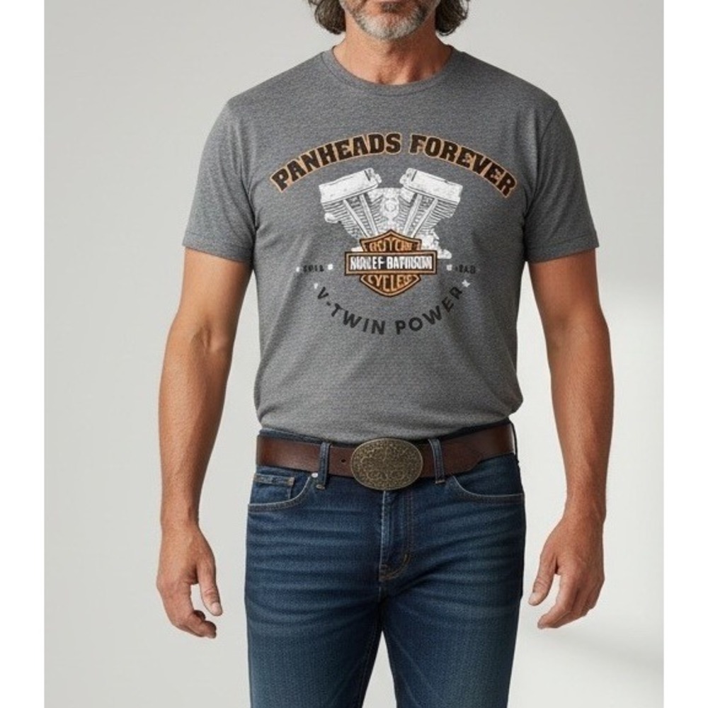 HARLEY-DAVIDSON Tampa Florida Panheads Forever V-Twin Power Gray T-Shirt 2022